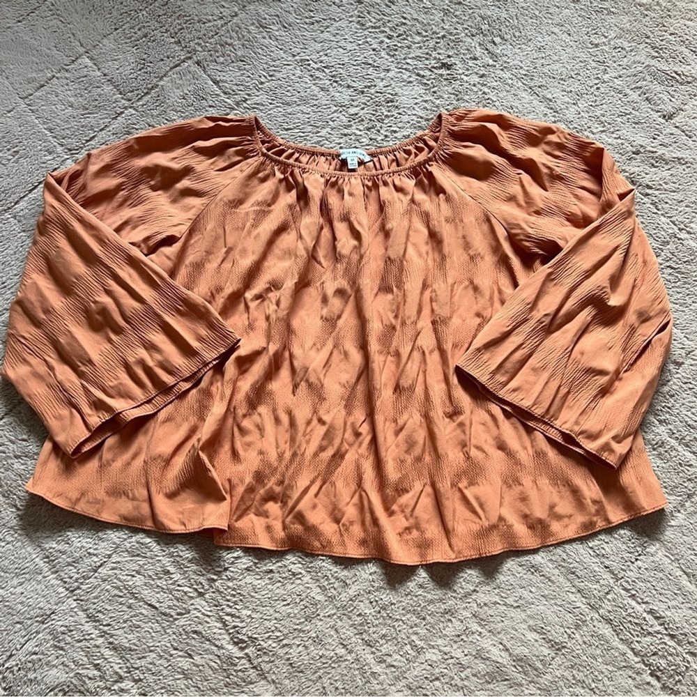 Elizabeth & James Burnt Orange Blouse Boho Preppy Lagenlook Cottage‎ Size M